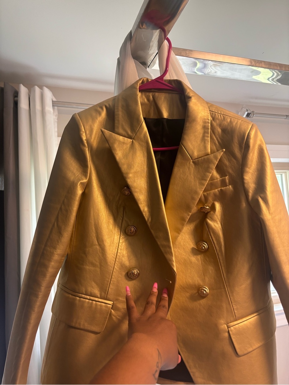 Gold Double-Breasted Women’s Blazer Jacket